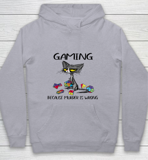 Gaming Because Murder Is Wrong Funny Cats Lovers Gamer Youth Hoodie 4