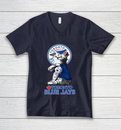 MLB Baseball My Cat Loves Toronto Blue Jays V-Neck T-Shirt 2