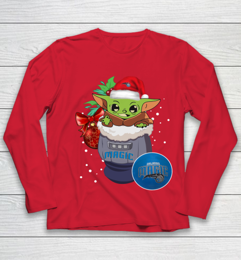 Orlando Magic Christmas Baby Yoda Star Wars Funny Happy NBA Youth Long Sleeve 10