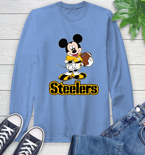 NFL Football Pittsburgh Steelers Cheerful Mickey Mouse Shirt Long Sleeve T-Shirt 12