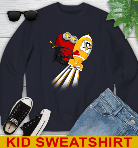 NHL Hockey Pittsburgh Penguins Deadpool Minion Marvel Shirt Youth Sweatshirt 2