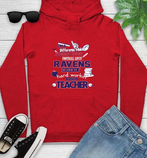 Baltimore Ravens NFL I'm A Difference Making Student Caring Football Loving Kinda Teacher Youth Hoodie 12