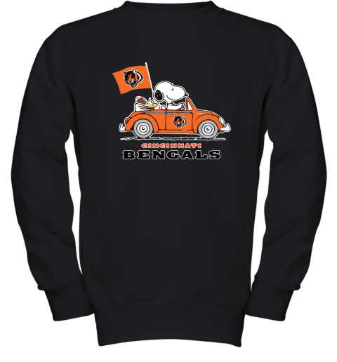 Snoopy And Woodstock Ride The Cincinnati Bengals Car NFL Youth Sweatshirt