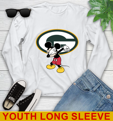 Green Bay Packers NFL Football Dabbing Mickey Disney Sports Youth Long Sleeve