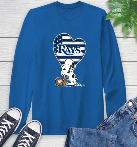 Tampa Bay Rays MLB Baseball The Peanuts Movie Adorable Snoopy Long Sleeve T-Shirt 9