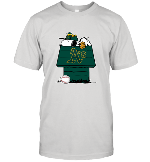 Oakland Athletics Snoopy And Woodstock Resting Together MLB Unisex Jersey Tee