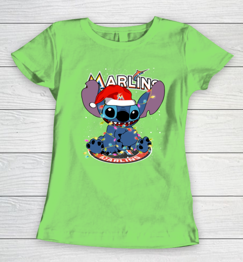 Miami Marlins MLB noel stitch Baseball Christmas Women's T-Shirt 5