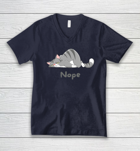 Nope Not Today Funny A Lazy Cat V-Neck T-Shirt 2