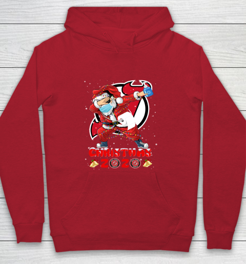 New Jersey Devils Funny Santa Claus Dabbing Christmas 2020 NHL Youth Hoodie 7