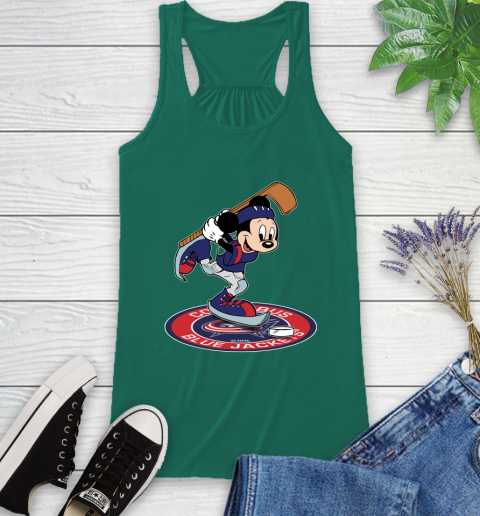 NHL Hockey Columbus Blue Jackets Cheerful Mickey Disney Shirt Racerback Tank 7