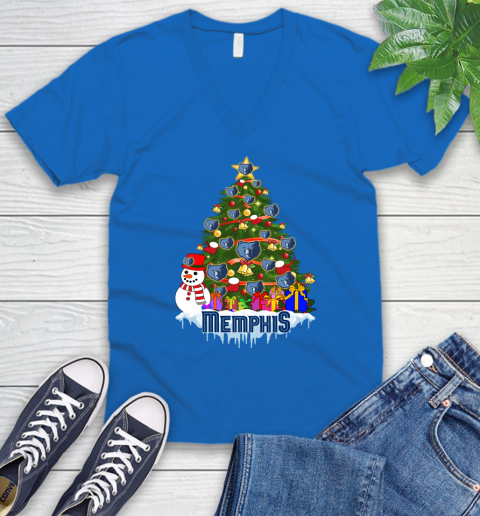Memphis Grizzlies Merry Christmas NBA Basketball Sports V-Neck T-Shirt - Image 7