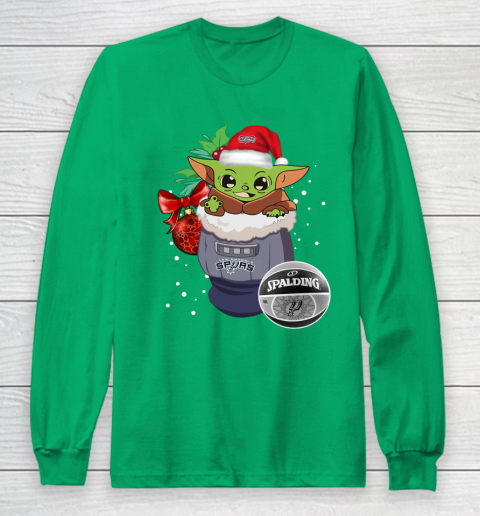 San Antonio Spurs Christmas Baby Yoda Star Wars Funny Happy NBA Long Sleeve T-Shirt 7