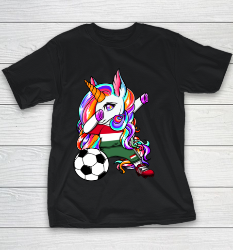 Dabbing Unicorn Hungary Soccer Fans Jersey Flag Football Youth T-Shirt