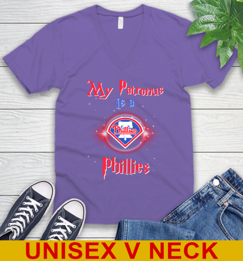 MLB Baseball Harry Potter My Patronus Is A Philadelphia Phillies V-Neck T-Shirt 8