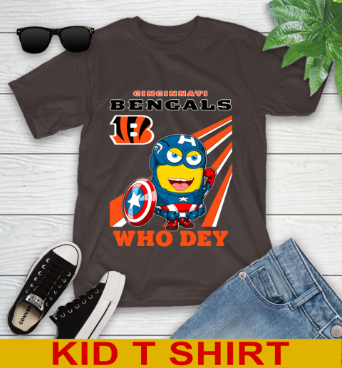 NFL Football Cincinnati Bengals Captain America Marvel Avengers Minion Shirt Youth T-Shirt 6