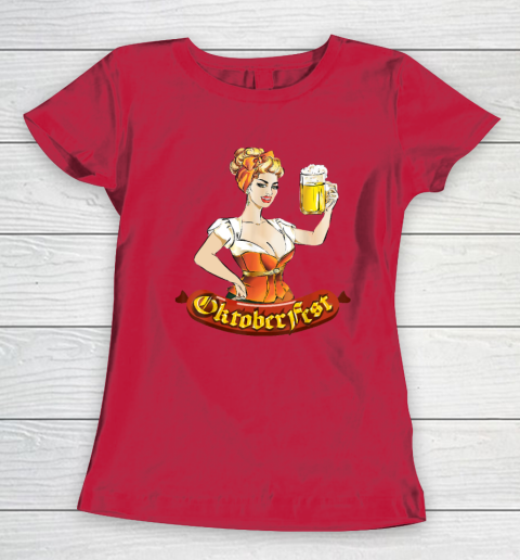 Barmaid Oktoberfest Dirndl Bratwurst German Woman Costume T Shirt Women's T-Shirt 7