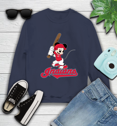 MLB Baseball Cleveland Indians Cheerful Mickey Mouse Shirt Sweatshirt 3
