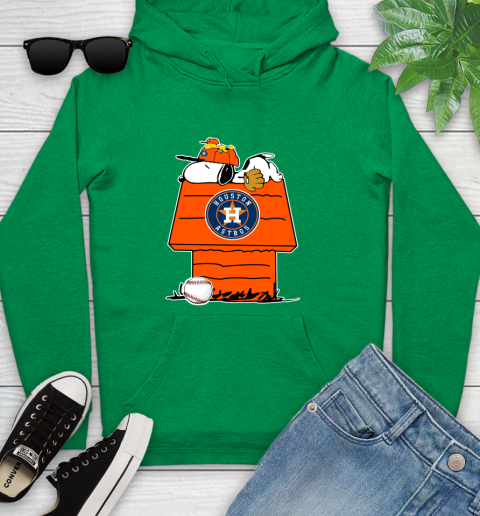 MLB Houston Astros Snoopy Woodstock The Peanuts Movie Baseball T Shirt Youth Hoodie 7