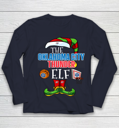 Oklahoma City Thunder Christmas ELF Funny NBA Youth Long Sleeve 2