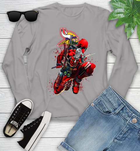 NFL Deadpool Marvel Comics Sports Football Minnesota Vikings Youth Long Sleeve 5