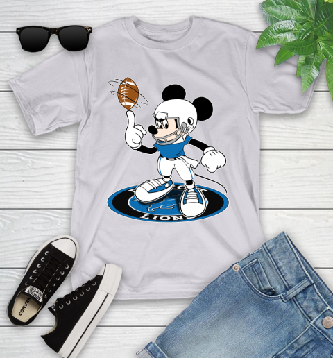 NFL Football Detroit Lions Cheerful Mickey Disney Shirt Youth T-Shirt 4