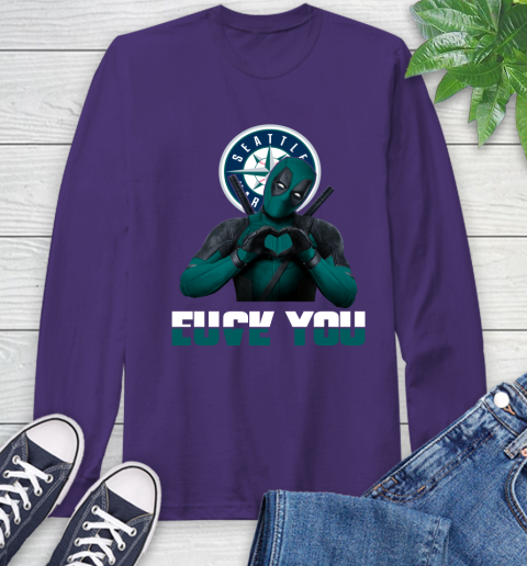 MLB Seattle Mariners Deadpool Love You Fuck You Baseball Sports Long Sleeve T-Shirt 5