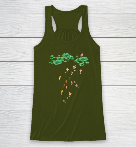 Watercolor Japanese Koi Fish Goldfish Lily Pad Lotus Leaf Shirt Racerback Tank 2