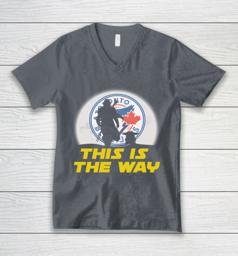 Toronto Blue Jays MLB Baseball Star Wars Yoda And Mandalorian This Is The Way V-Neck T-Shirt 4