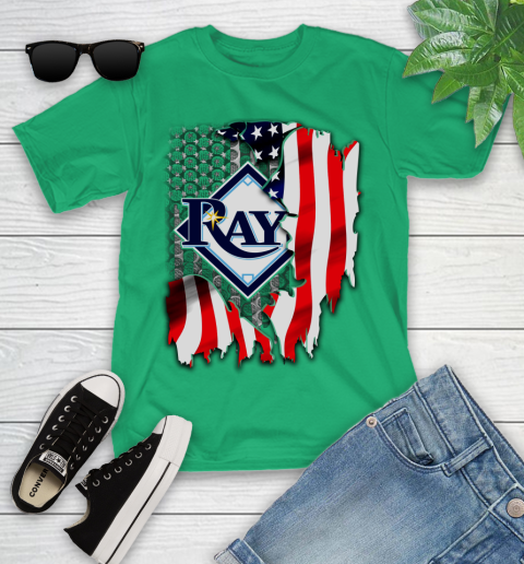 Tampa Bay Rays MLB Baseball American Flag Youth T-Shirt 8