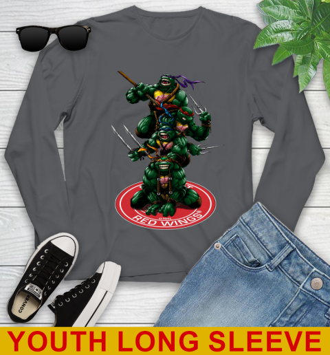 NHL Hockey Detroit Red Wings Teenage Mutant Ninja Turtles Shirt Youth Long Sleeve 9