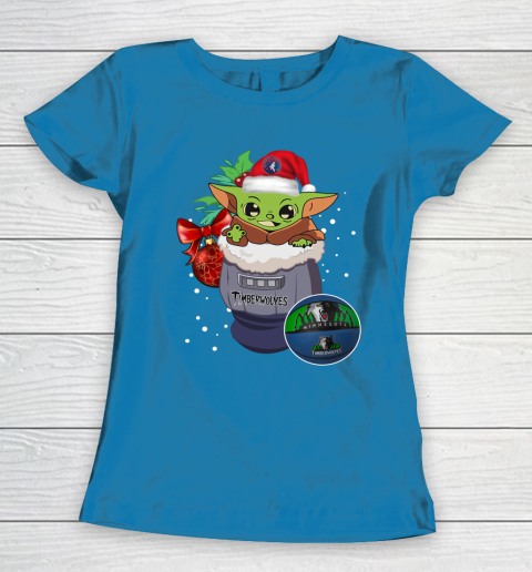 Minnesota Timberwolves Christmas Baby Yoda Star Wars Funny Happy NBA Women's T-Shirt 7