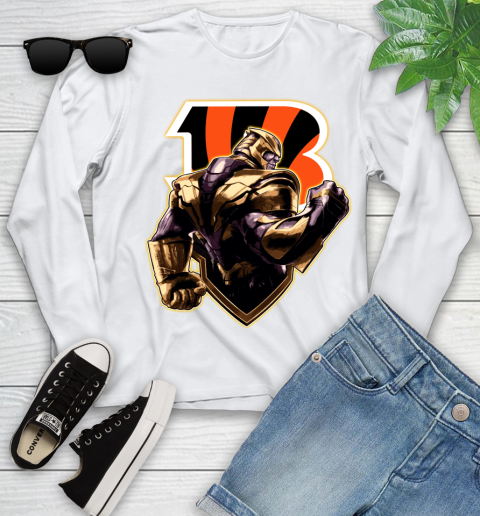 NFL Thanos Avengers Endgame Football Sports Cincinnati Bengals Youth Long Sleeve