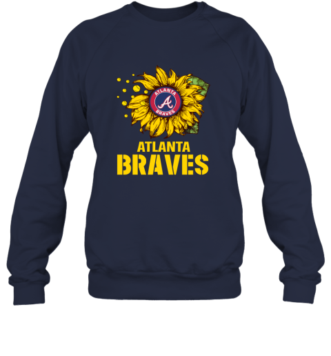 Atlanta Braves Blooming Baseballs 3/4 Navy Blue Sleeve Raglan