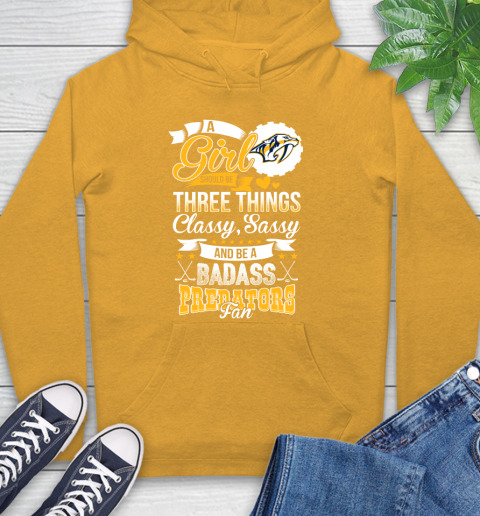 Nashville Predators NHL Hockey A Girl Should Be Three Things Classy Sassy And A Be Badass Fan Hoodie 2
