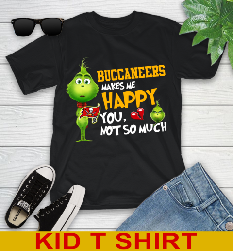NFL Tampa Bay Buccaneers Makes Me Happy You Not So Much Grinch Football Sports Youth T-Shirt