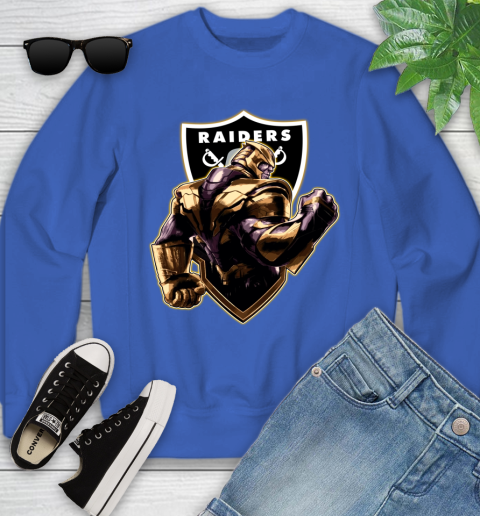 NFL Thanos Avengers Endgame Football Sports Oakland Raiders Youth Sweatshirt 8
