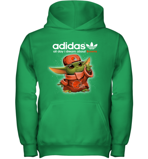 Baby Yoda Adidas All Day I Dream About Cleveland Browns Youth T-Shirt 