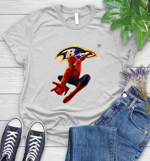 NFL Spider Man Avengers Endgame Football Baltimore Ravens Women's T-Shirt