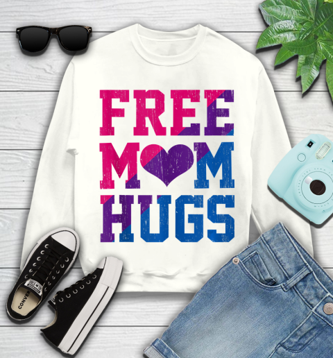 Nurse Shirt Vintage Free Mom Hugs Bisexual Heart LGBT Pride flag Shirt Youth Sweatshirt