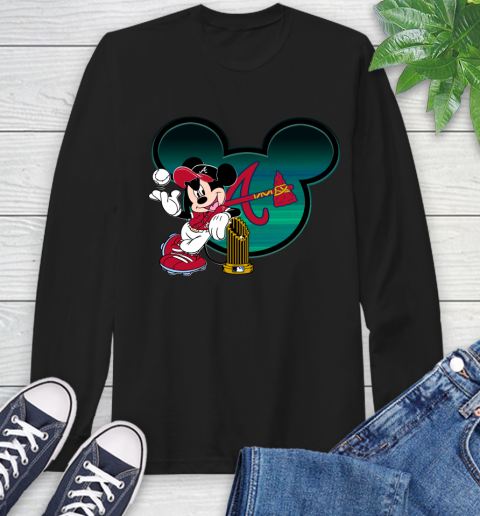 MLB Atlanta Braves The Commissioner's Trophy Mickey Mouse Disney Long Sleeve T-Shirt 2
