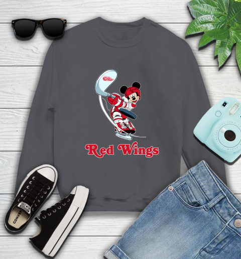 NHL Hockey Detroit Red Wings Cheerful Mickey Mouse Shirt Sweatshirt 6