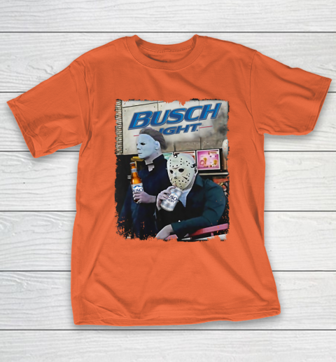 Michael Myers And Jason Voorhees Busch Light Halloween T-Shirt 4