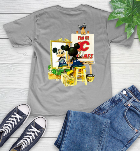 NHL Hockey Calgary Flames Mickey Drawing Shirt 48