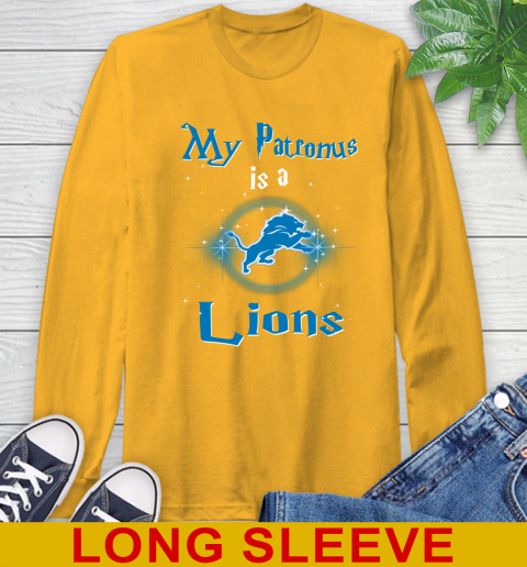 NFL Football Harry Potter My Patronus Is A Detroit Lions Long Sleeve T-Shirt 2