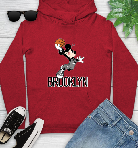 NBA Basketball Brooklyn Nets Cheerful Mickey Mouse Shirt Youth Hoodie 10