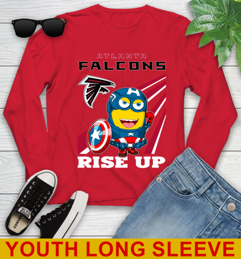 NFL Football Atlanta Falcons Captain America Marvel Avengers Minion Shirt Youth Long Sleeve 11