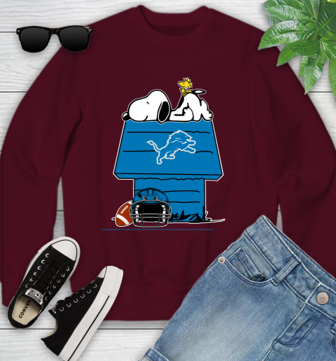 Detroit Lions NFL Football Snoopy Woodstock The Peanuts Movie Youth Sweatshirt 5