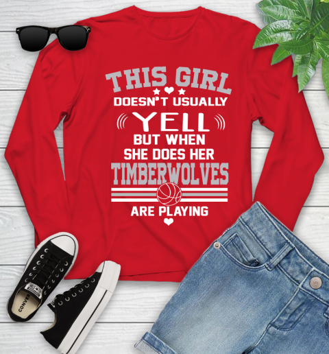 Minnesota Timberwolves NBA Basketball I Yell When My Team Is Playing Youth Long Sleeve 11