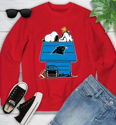 Carolina Panthers NFL Football Snoopy Woodstock The Peanuts Movie Youth Sweatshirt 9