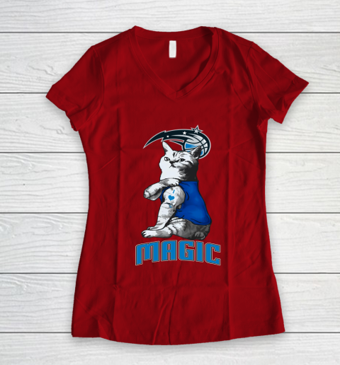 NBA Basketball My Cat Loves Orlando Magic Women's V-Neck T-Shirt 8